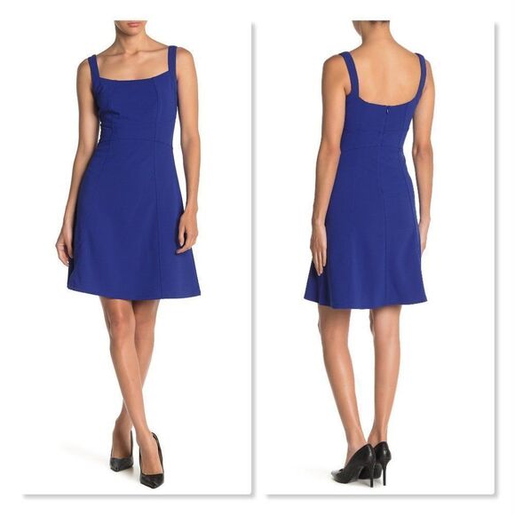 BEBE Fit & Flare Roy Dress size 14 in Blue - NEW - Picture 1 of 11